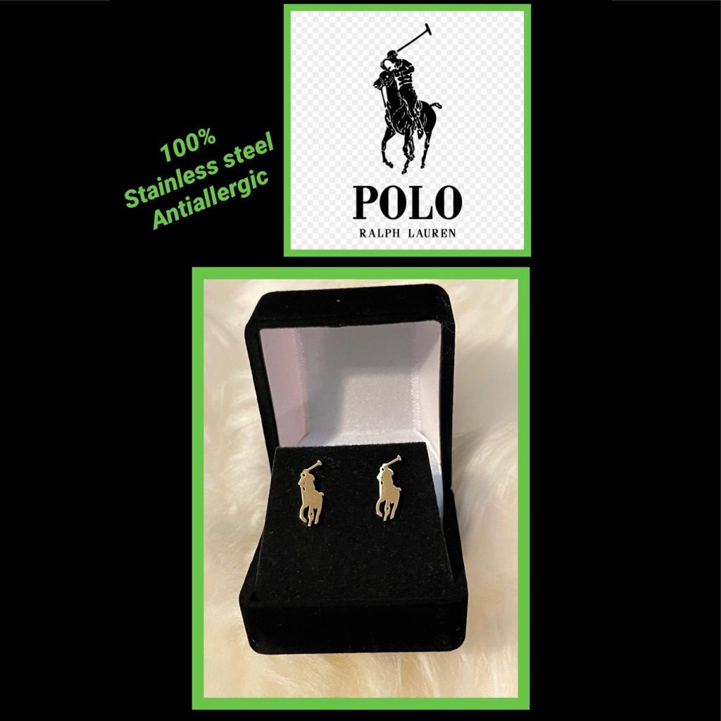 Polo Stainless Steel Earrings Gold Tone